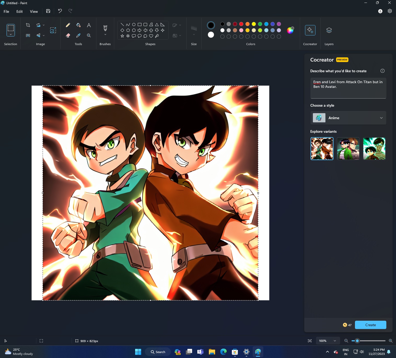 Recursos do Paint AI no Windows 11