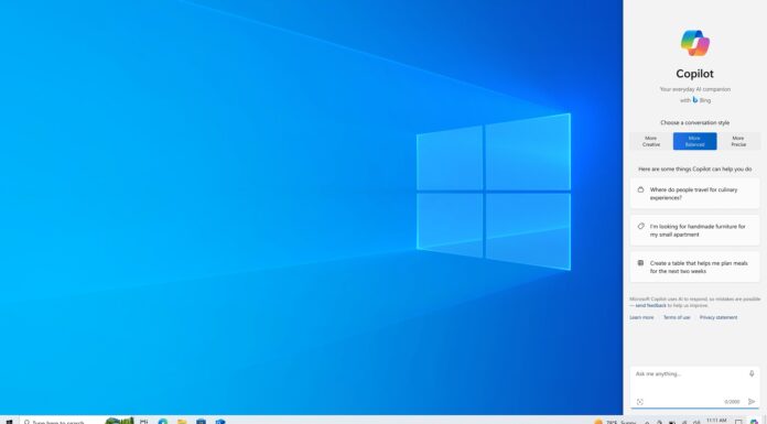 Windows 10 KB5032278 with Copilot