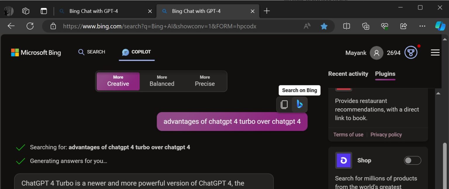 Microsoft Bing Chat AI rolls out Personalized chats feature and 