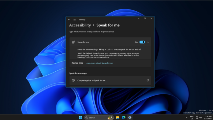 Hands-on with the ‘Speak for me’ feature in Windows 11 24H2