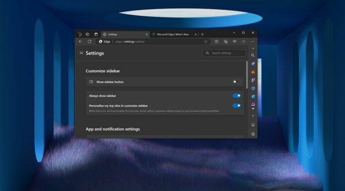 Microsoft Edge 122 sidebar