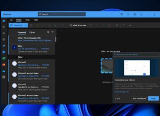 Microsoft New Outlook app windows