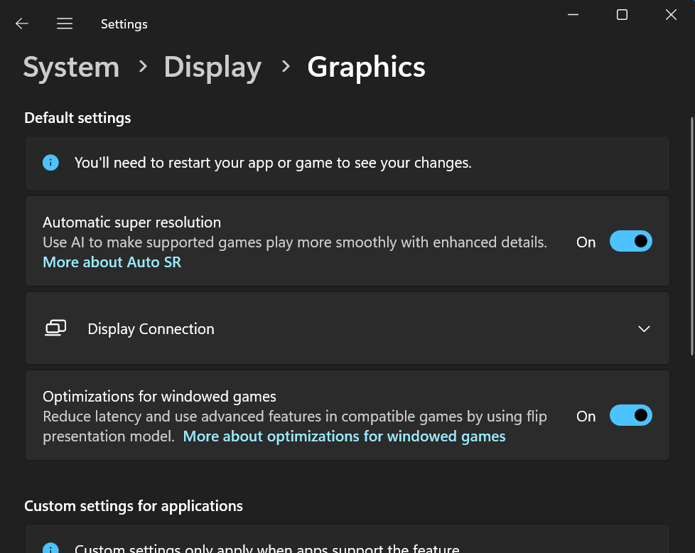 Enable auto super resolution in Windows 11