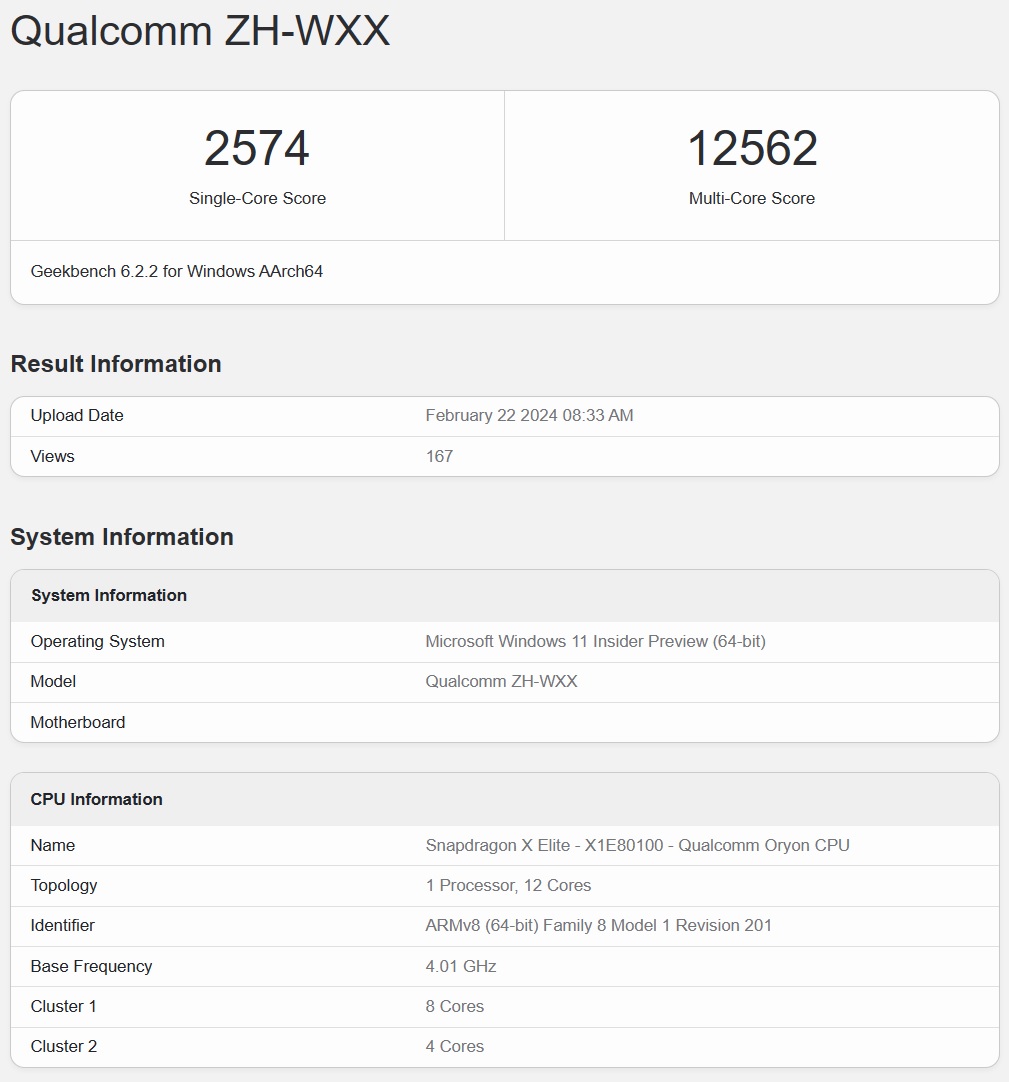 Referência do Snapdragon X Elite