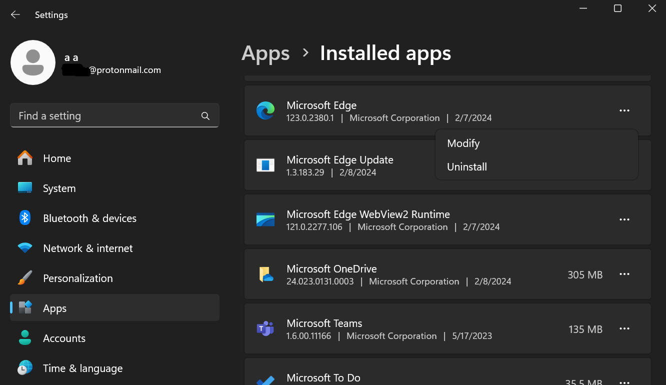 Windows 11 uninstall Microsoft Edge option