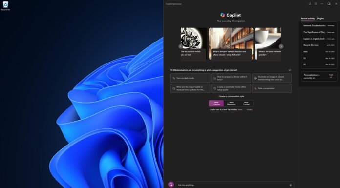 Windows Copilot turns off Show Desktop