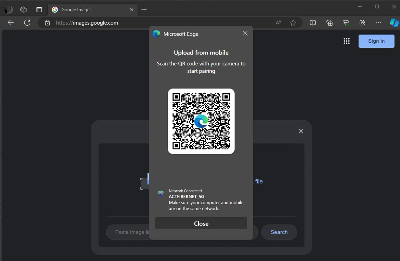 scan qr code in edge