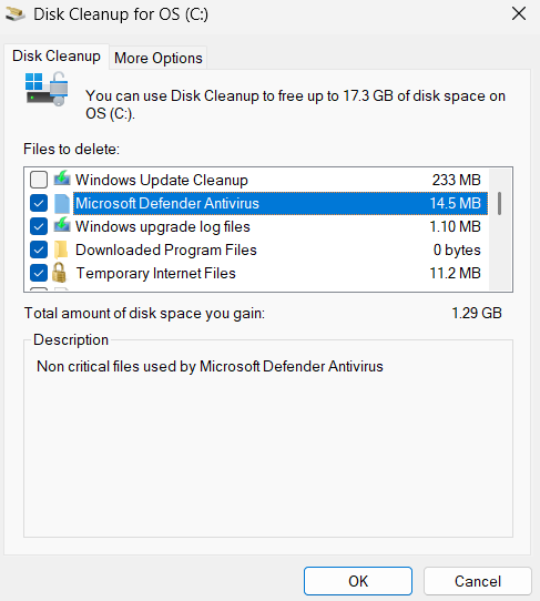 use the Disk Cleanup tool to purge temporary Windows update and installation files