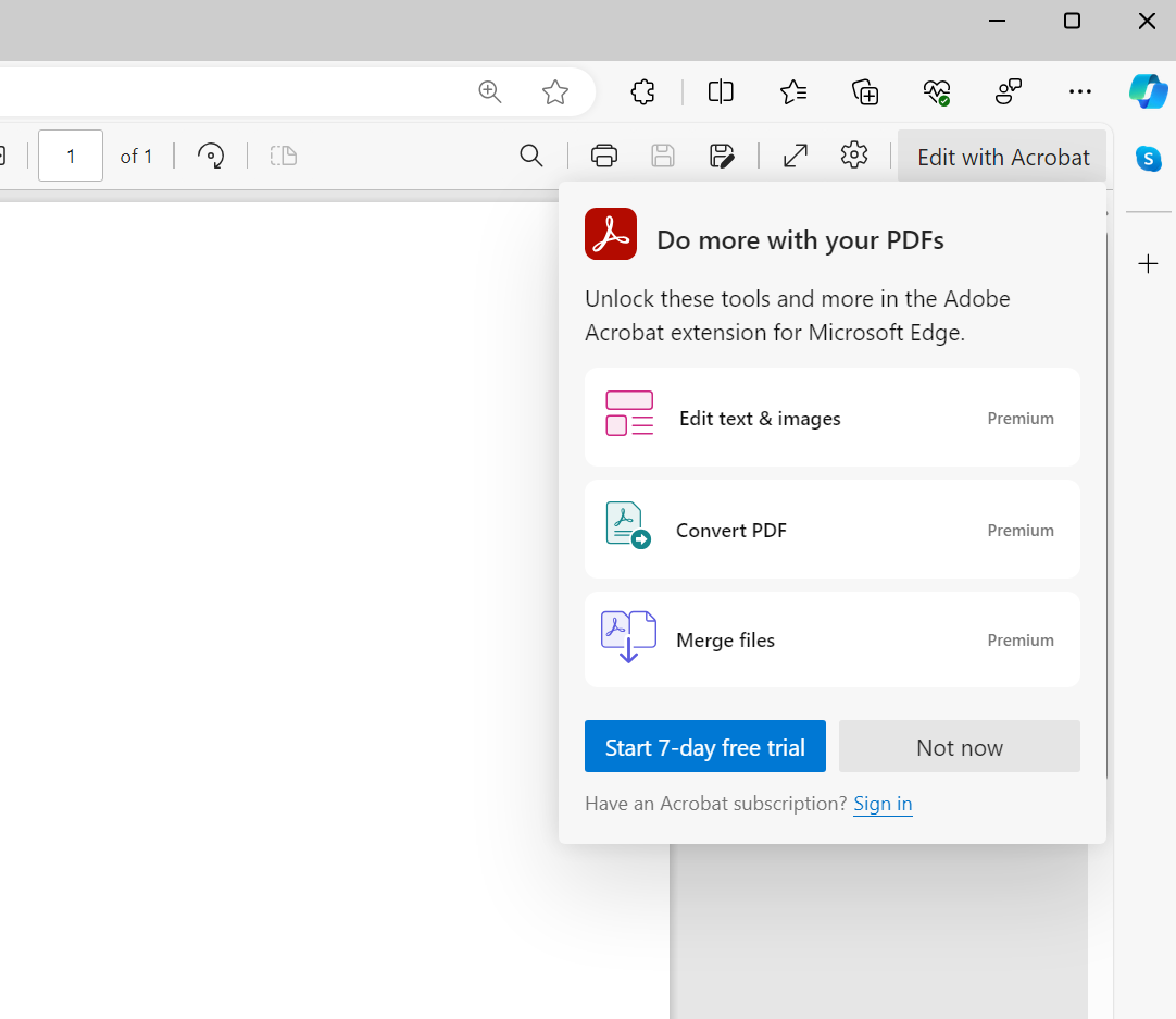 Editar con la opción Acrobat en Edge