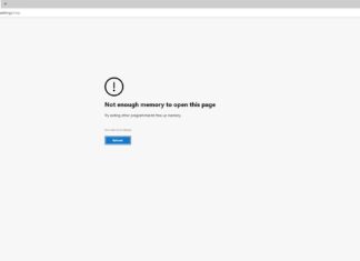 Microsoft Edge crashes out of memory error