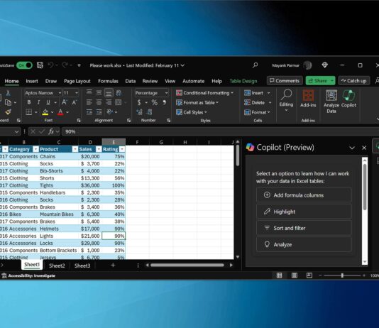 Microsoft Excel with Copilot