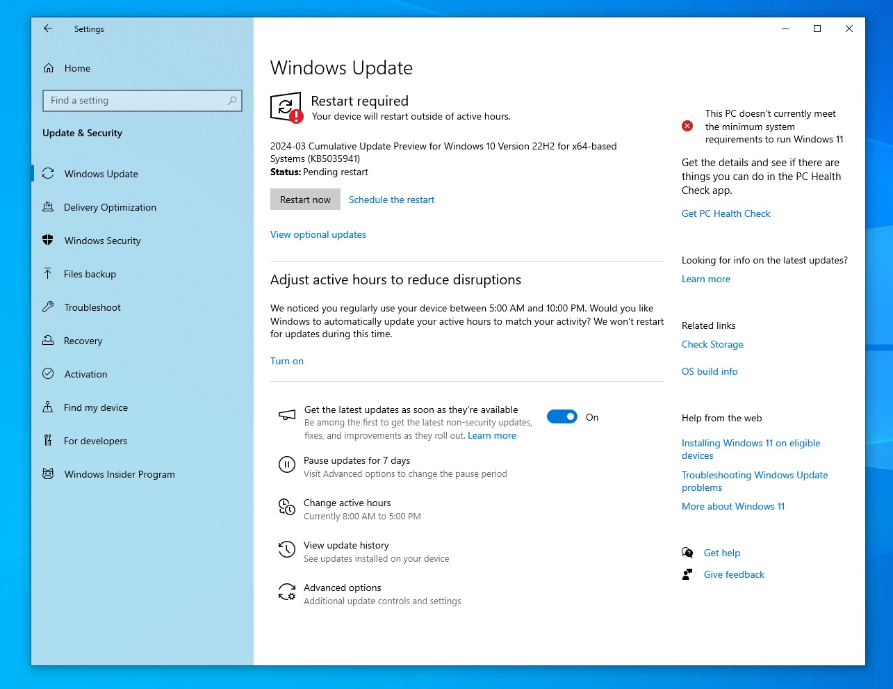 KB5035941 Windows Update