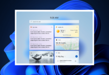 Windows 11 widgets board with navigation menu