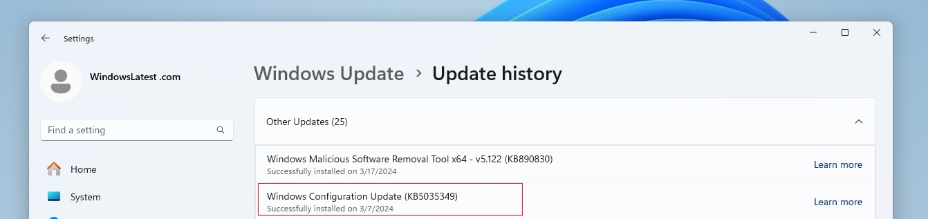 Windows Configuration Update (KB5035349)