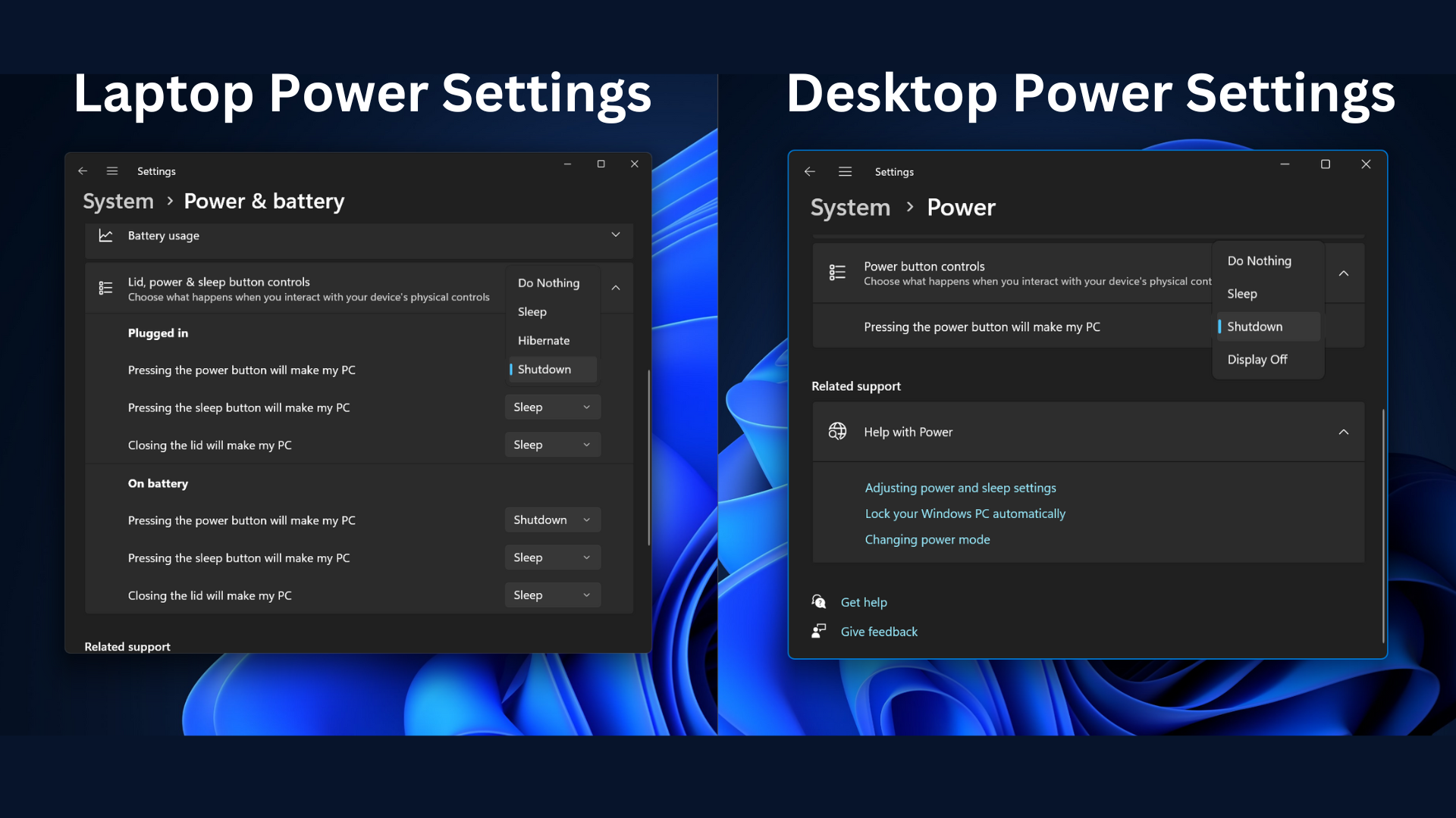 Difference between new power settings windows 11 24h2