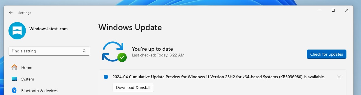 2024-04 Cumulative Update Preview for Windows 11 Version 23H2
