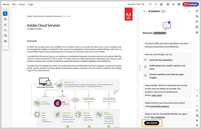 Adobe AI features scanning document