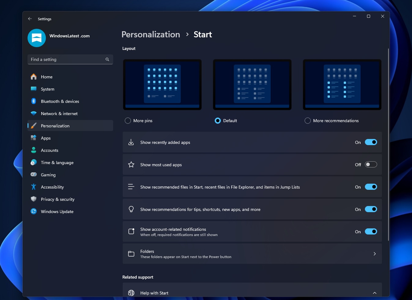 Alternar configuración de anuncios en estable