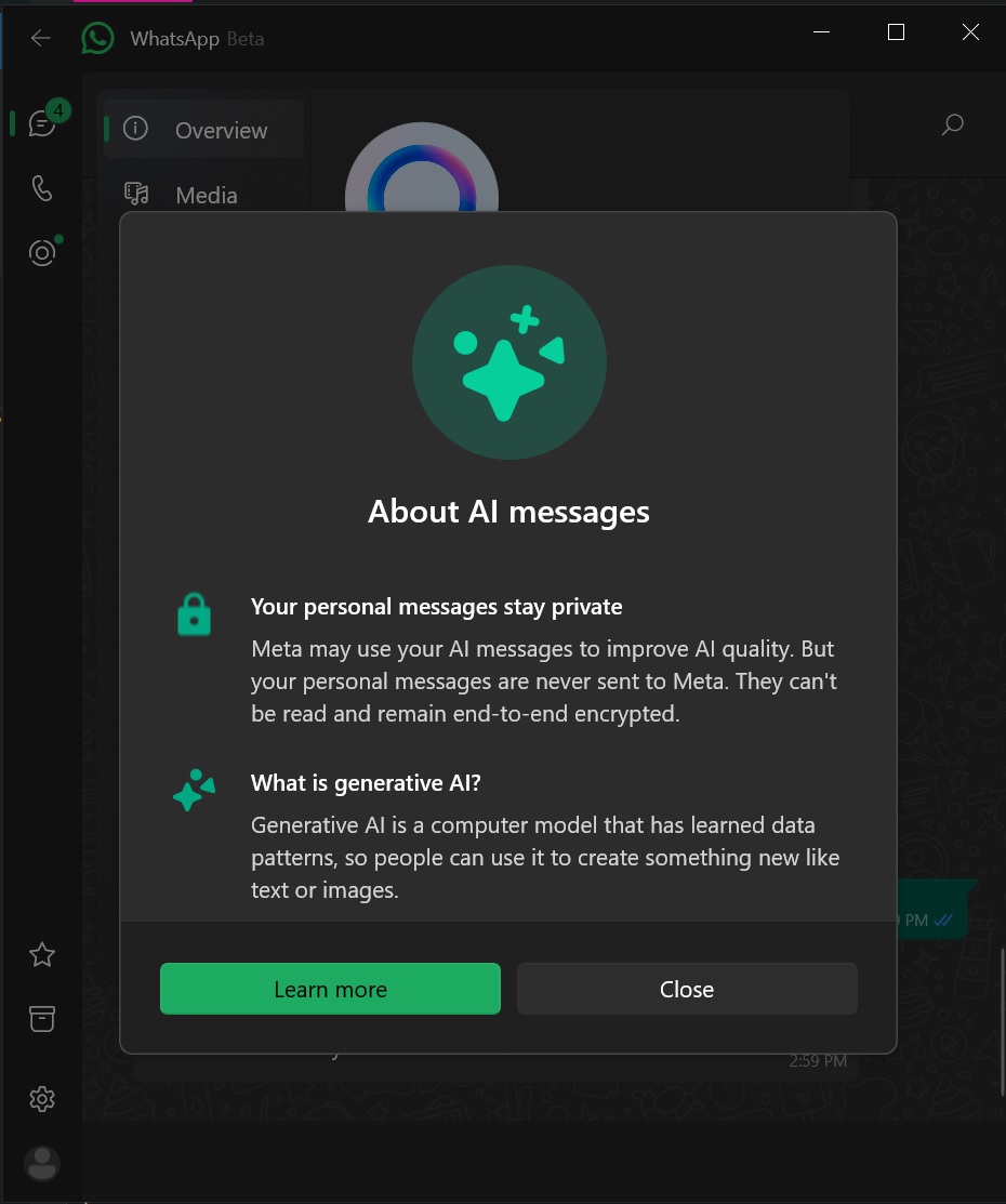 WhatsApp AI messages