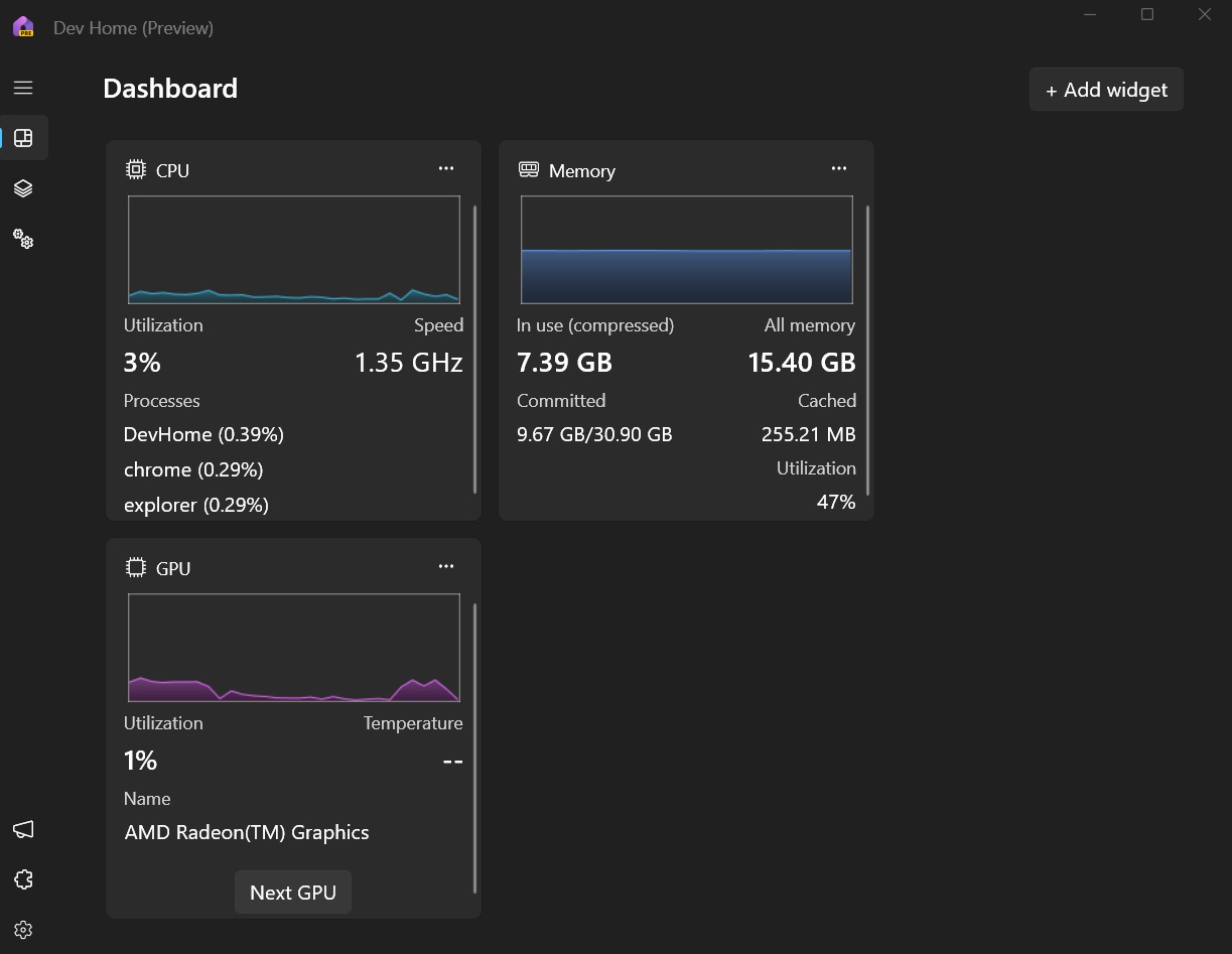 new memory utilization label in dev home