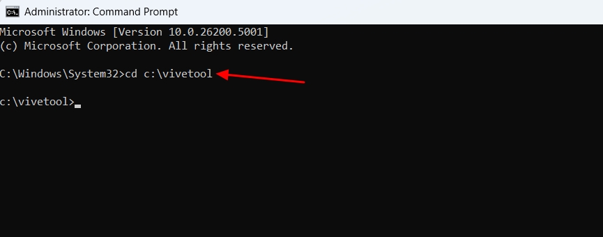 Cd command in Command Prompt.