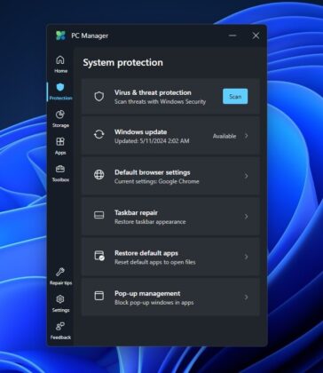 Microsoft PC Manager System Protection