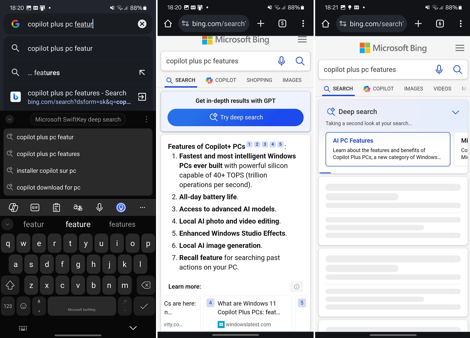 SwiftKey with Bing Deep Search