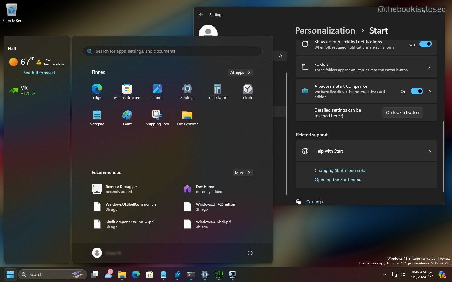 Windows 11 Start menu Companions feature