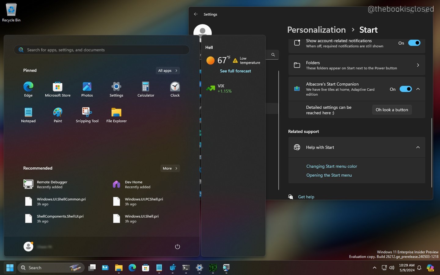 Windows 11 Start menu Companions