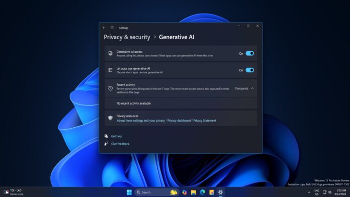 Microsoft adds new privacy settings to manage Generative AI in Windows 11