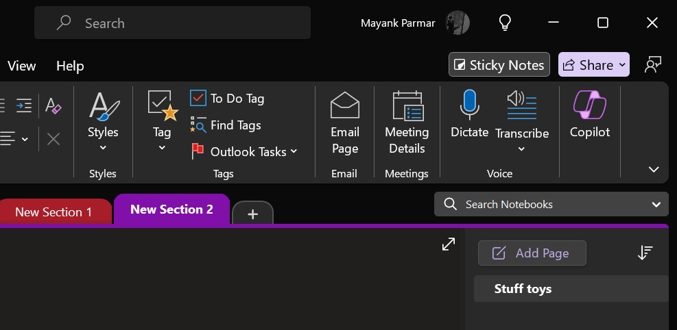 Sticky Notes in OneNote