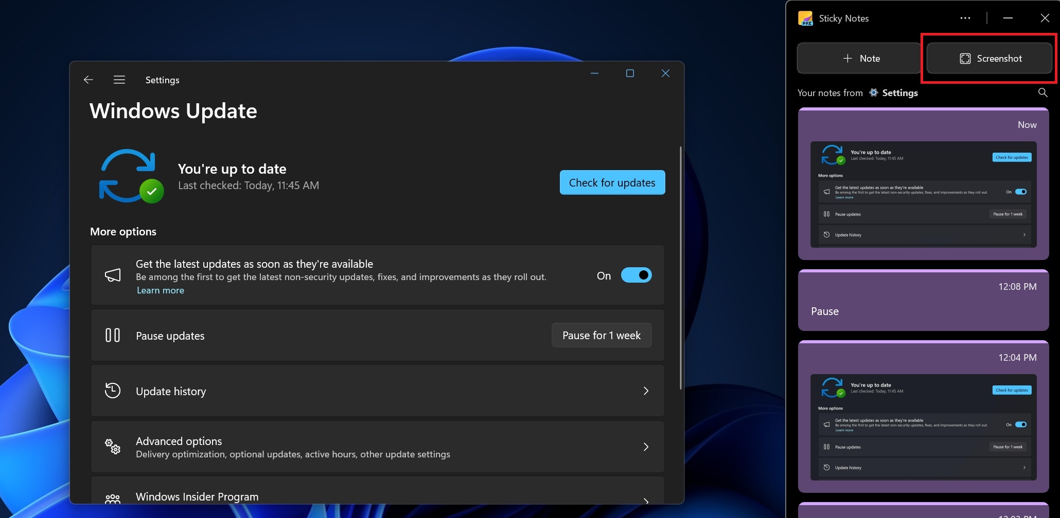 capture screenshot in snipping tool app