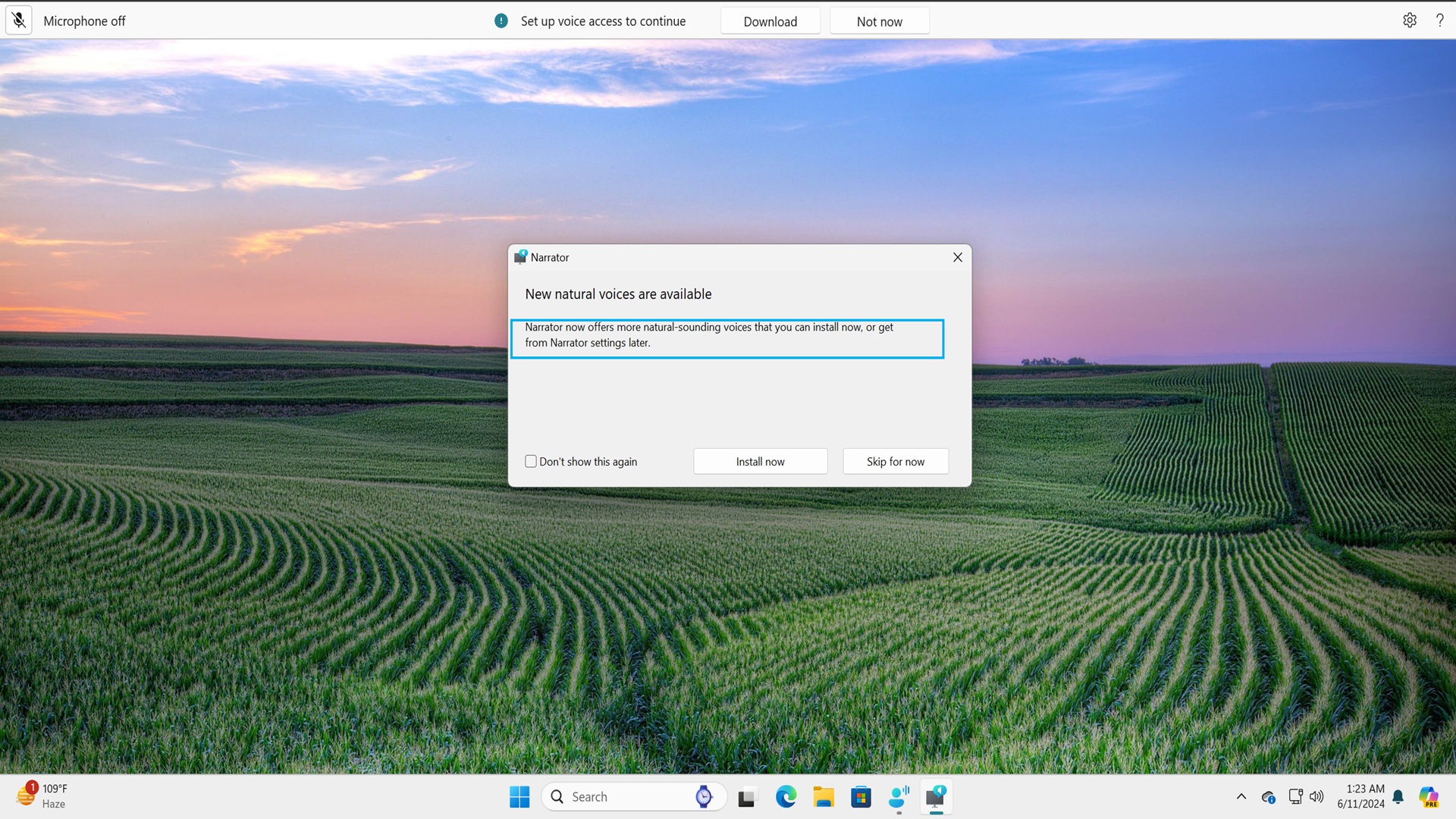control voice access with narrator in windows 11