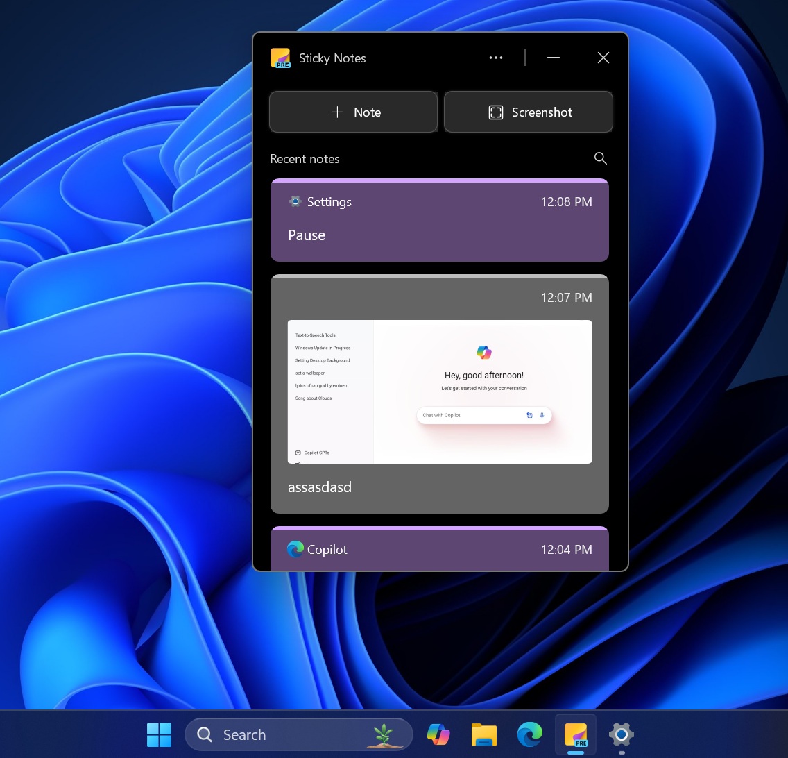 pinning sticky notes app to taskbar