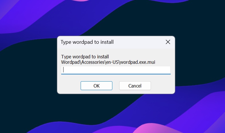 wordpad installer