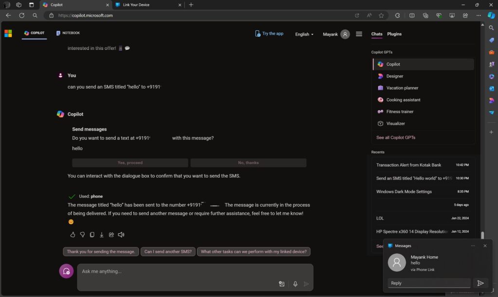 Microsoft Copilot web now lets you manage your Android phone linked to ...
