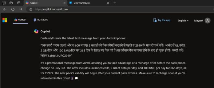 Microsoft Copilot web now lets you manage your Android phone linked to ...