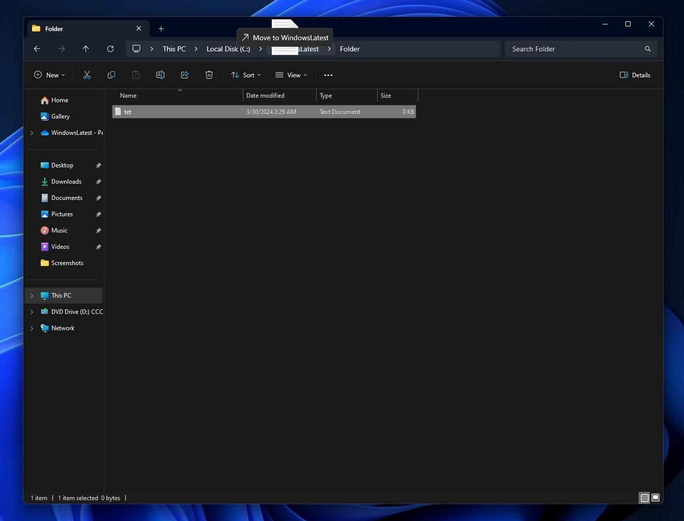 Windows 11 KB5040529 with File Explorer drag and drop