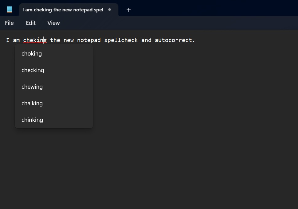 spellcheck feature in notepad windows 11 stable