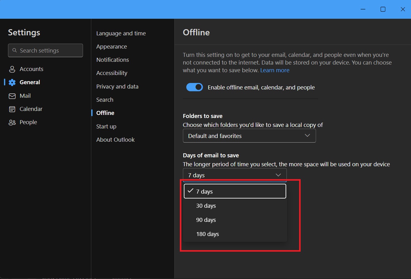 mail save time range in outlook web windows 11
