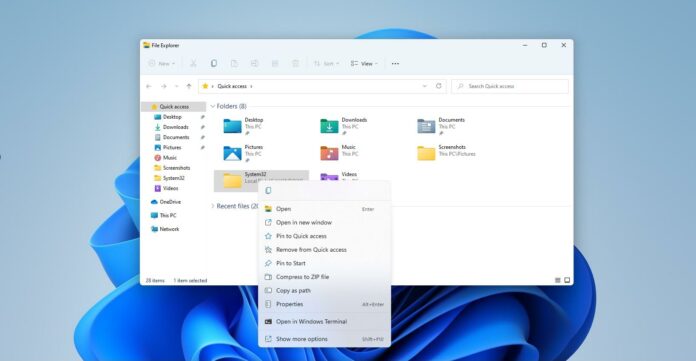 Windows 11 right-click menu
