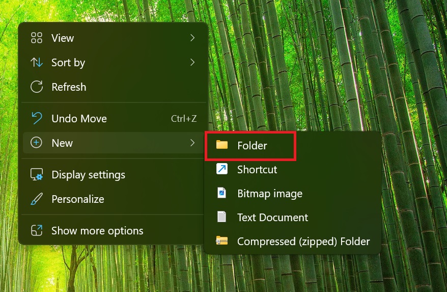 create a new folder windows 11