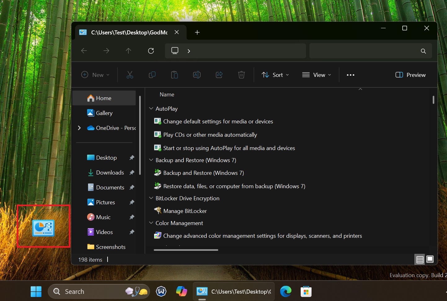 god mode in action in windows 11 24h2