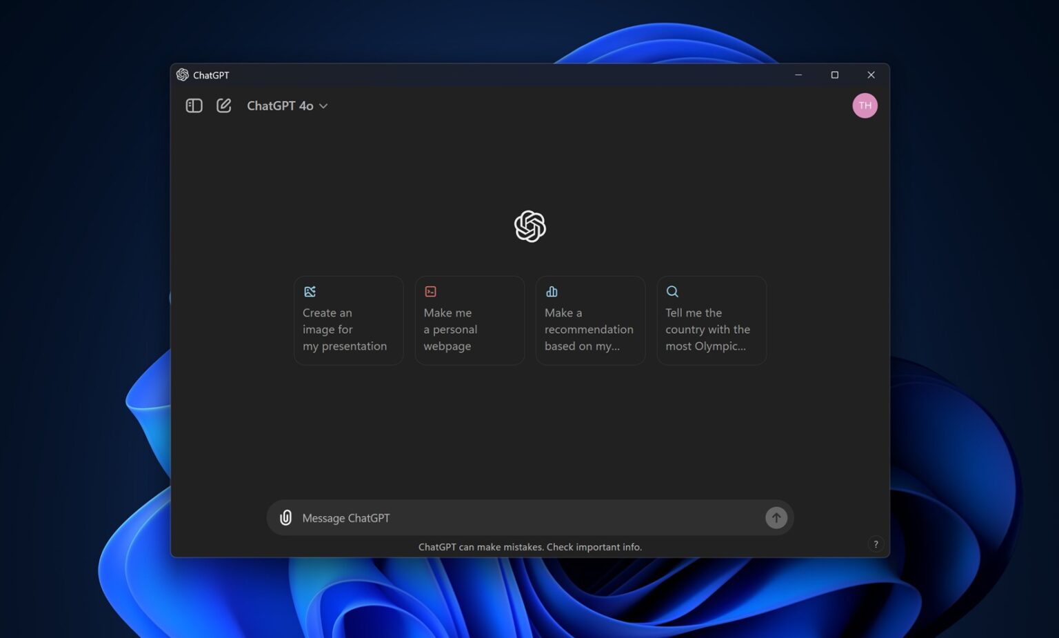 I tried the official ChatGPT app for Windows 11, and it's just an ...