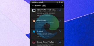 Edge on Android tests a few more extensions hidden by default