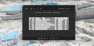 How to use the Copy as Table feature in the Snipping Tool
