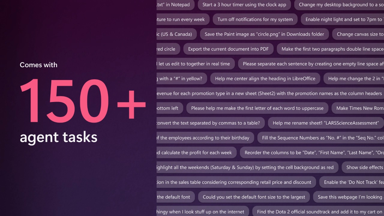 Windows 11 AI Agents 150 tasks