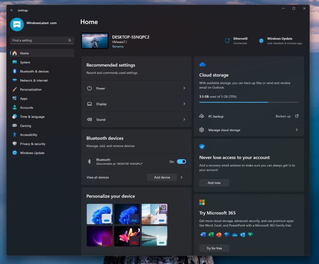Windows 11 Enterprise/Edu may get Settings "Home" with Microsoft ...