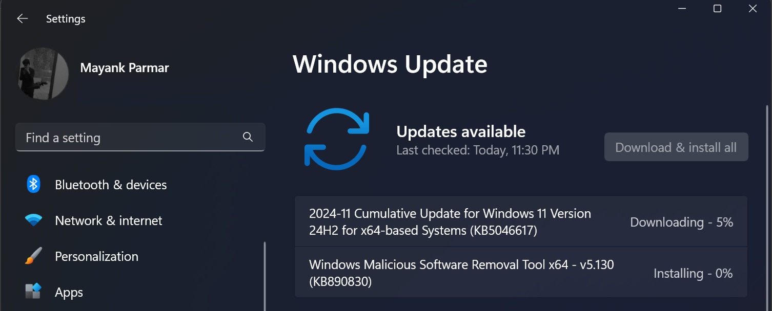 2024-11 Cumulative Update for Windows 11 Version 24H2 for x64-based Systems (KB5046617)