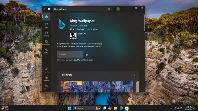 Bing Wallpaper debuts on Microsoft Store after four years